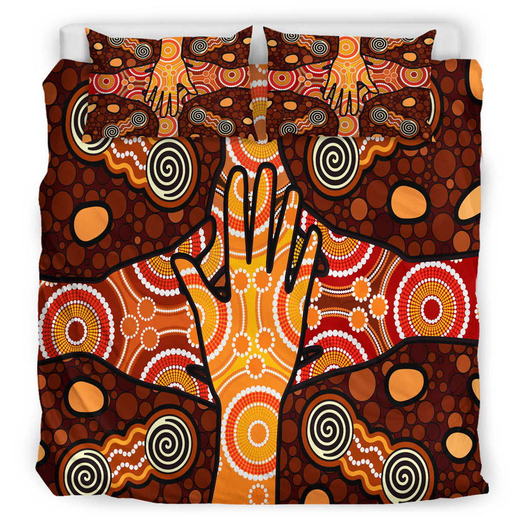 australia-indigenous-bedding-set-aboriginal-inspired-style-dot-art-friendship-concept