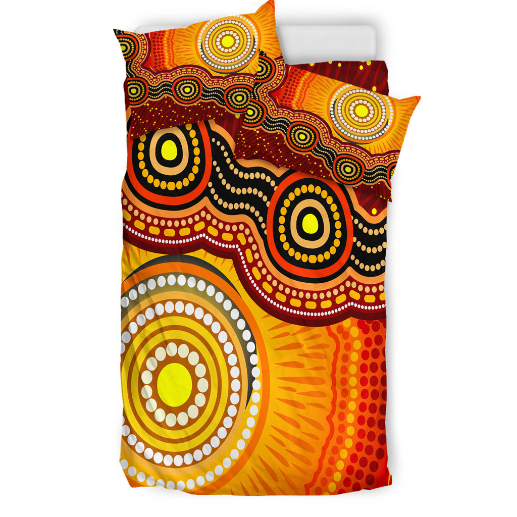 australia-indigenous-bedding-set-aboriginal-inspired-style-of-sun-and-dot-art-background