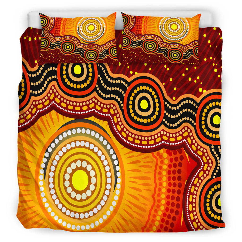 australia-indigenous-bedding-set-aboriginal-inspired-style-of-sun-and-dot-art-background