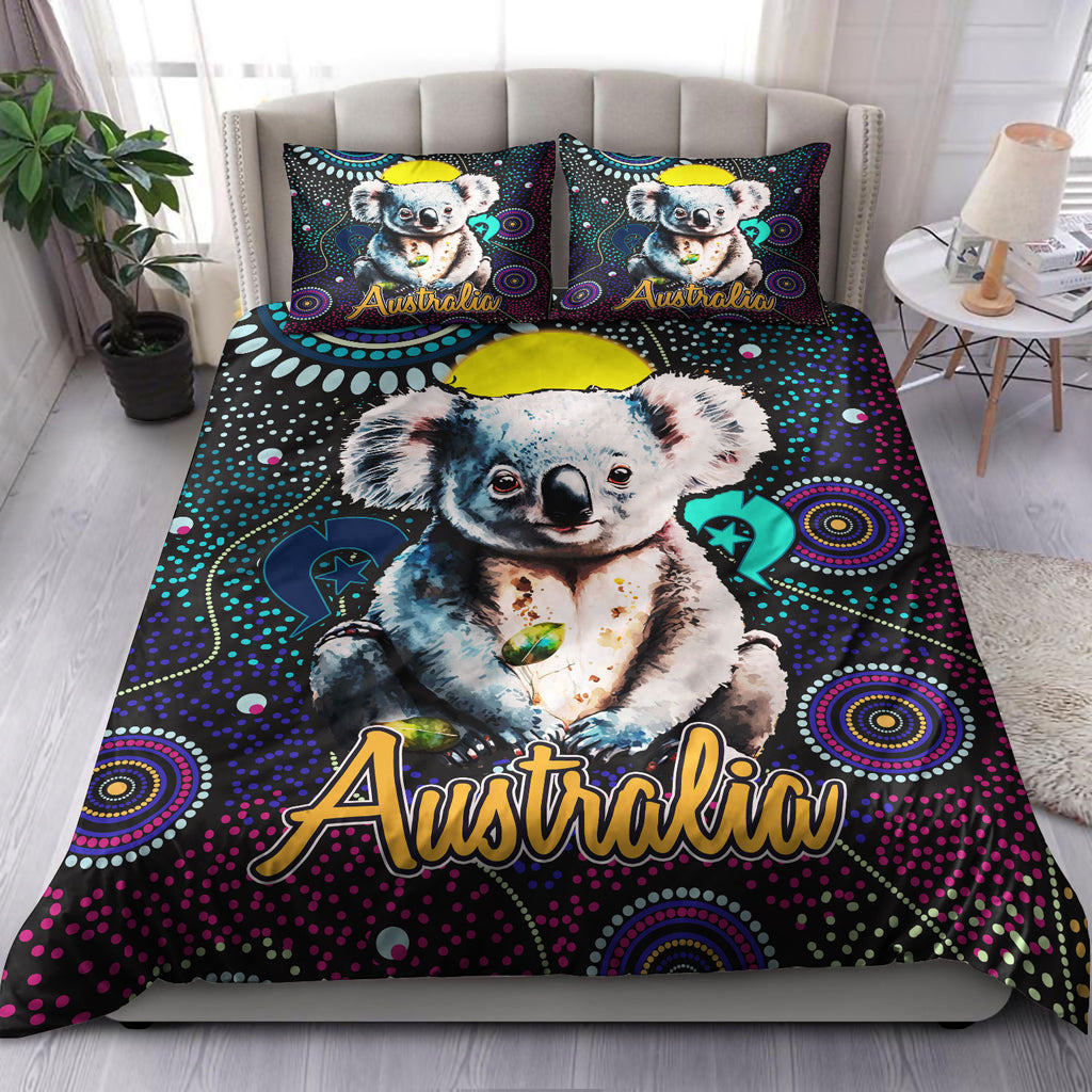 australia-indigenous-bedding-set-australian-dot-art-painting-mystical-dreaming-koala