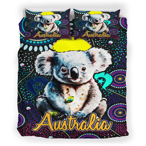 australia-indigenous-bedding-set-australian-dot-art-painting-mystical-dreaming-koala