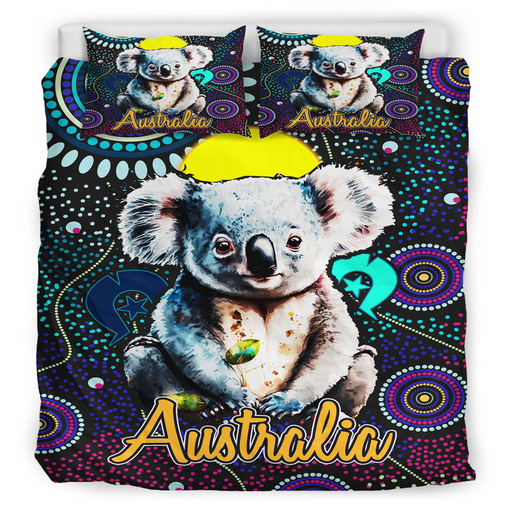 australia-indigenous-bedding-set-australian-dot-art-painting-mystical-dreaming-koala