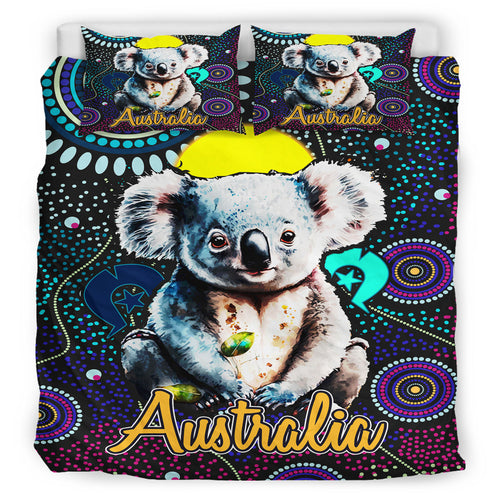 australia-indigenous-bedding-set-australian-dot-art-painting-mystical-dreaming-koala
