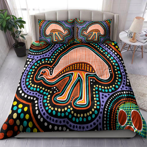 australia-indigenous-bedding-set-emu-aboriginal-inspired-dot-art-painting