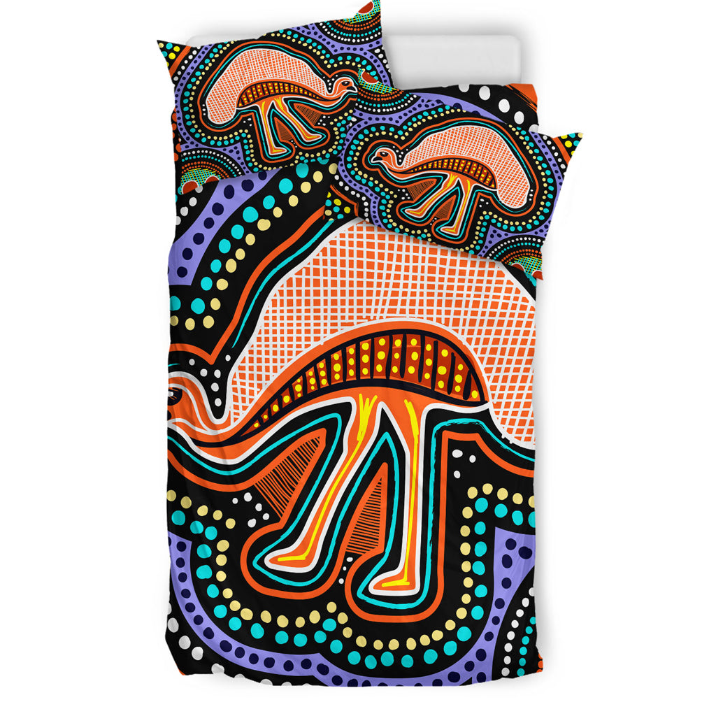 australia-indigenous-bedding-set-emu-aboriginal-inspired-dot-art-painting