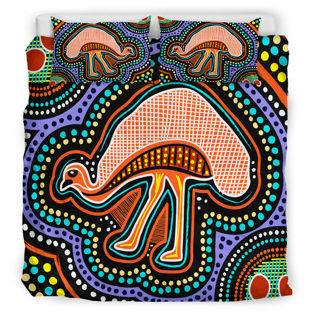 australia-indigenous-bedding-set-emu-aboriginal-inspired-dot-art-painting