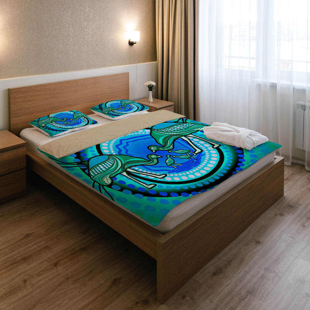 australia-indigenous-bedding-set-emu-and-chicks-aboriginal-inspired-dot-painting