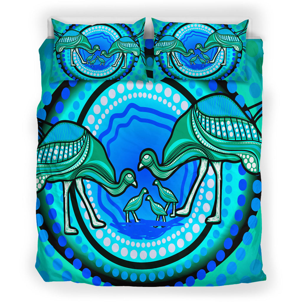 australia-indigenous-bedding-set-emu-and-chicks-aboriginal-inspired-dot-painting