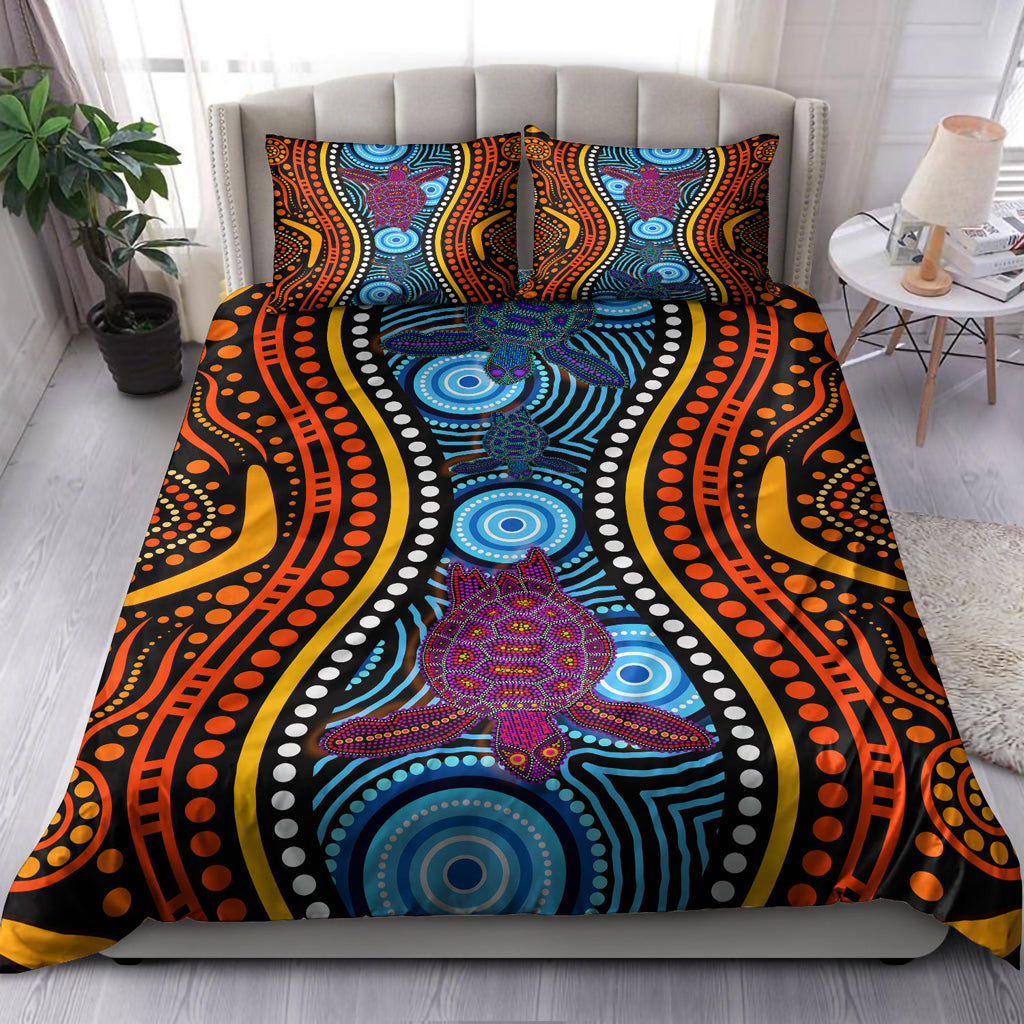 australia-indigenous-bedding-set-turtles-in-river-aboriginal-inspired