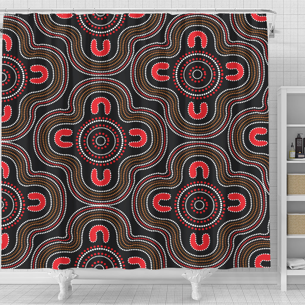 australia-aboriginal-inspired-shower-curtain-around-the-campfire-style-art-shower-curtain