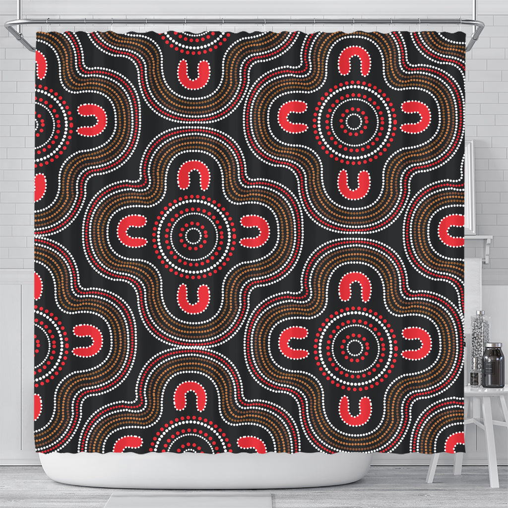 australia-aboriginal-inspired-shower-curtain-around-the-campfire-style-art-shower-curtain