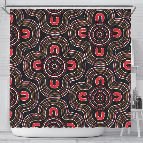 australia-aboriginal-inspired-shower-curtain-around-the-campfire-style-art-shower-curtain
