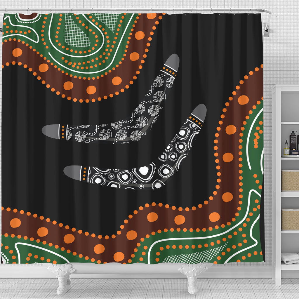 australia-aboriginal-inspired-shower-curtain-aboriginal-dot-art-painting-boomerang-style-shower-curtain