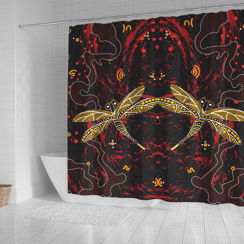 australia-aboriginal-inspired-shower-curtain-aboriginal-art-background-with-dragonfly-shower-curtain
