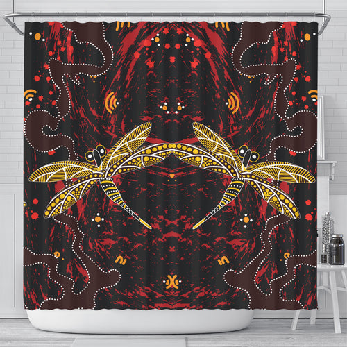 australia-aboriginal-inspired-shower-curtain-aboriginal-art-background-with-dragonfly-shower-curtain