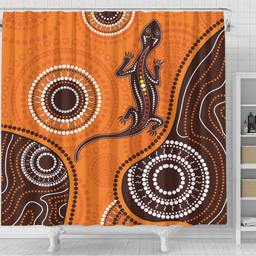 australia-aboriginal-inspired-shower-curtain-aboriginal-art-background-with-lizard-style-art-shower-curtain