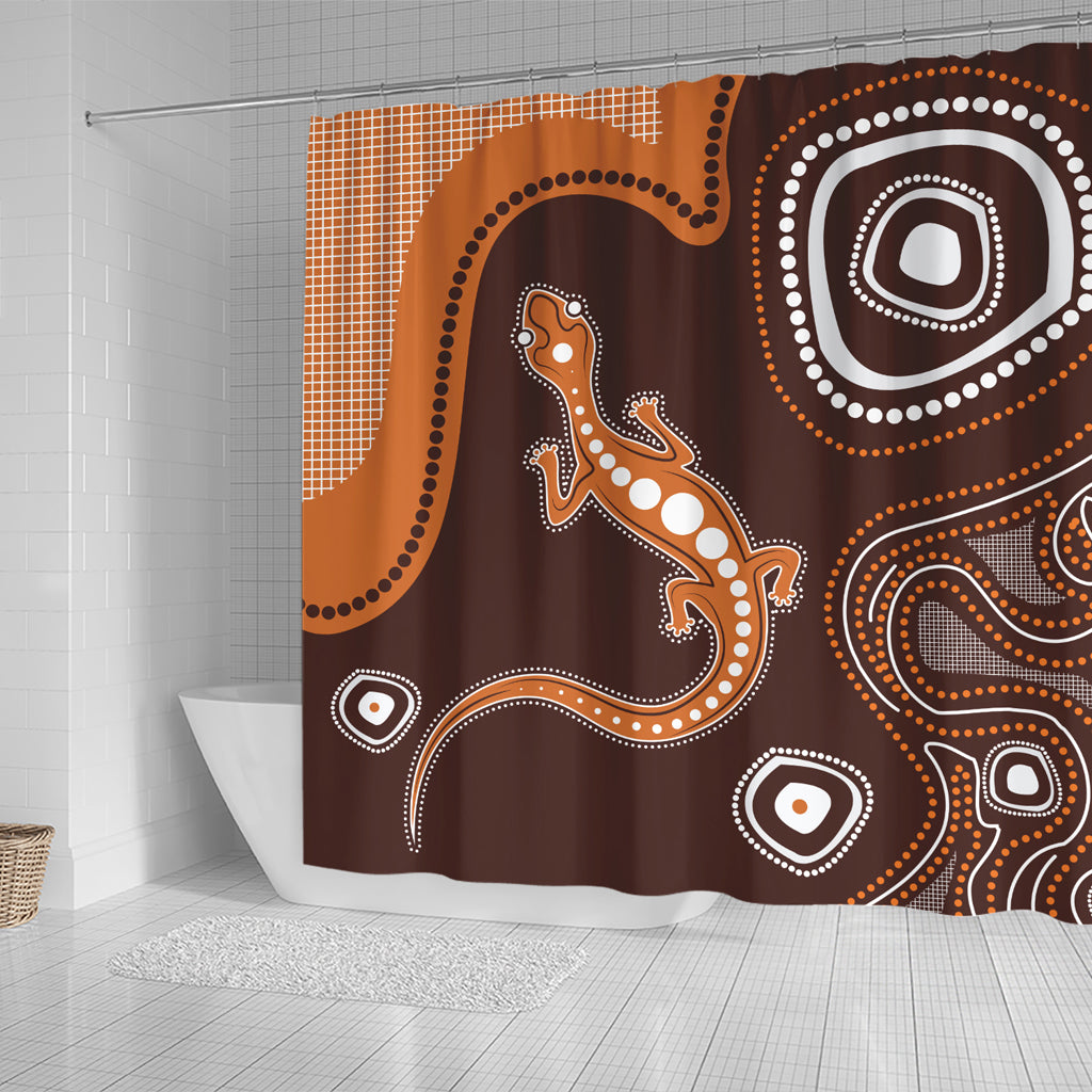 australia-aboriginal-inspired-shower-curtain-aboriginal-art-background-with-lizard-style-shower-curtain