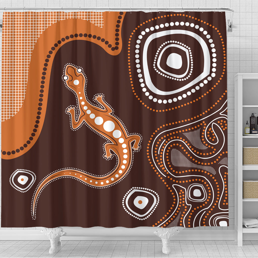 australia-aboriginal-inspired-shower-curtain-aboriginal-art-background-with-lizard-style-shower-curtain
