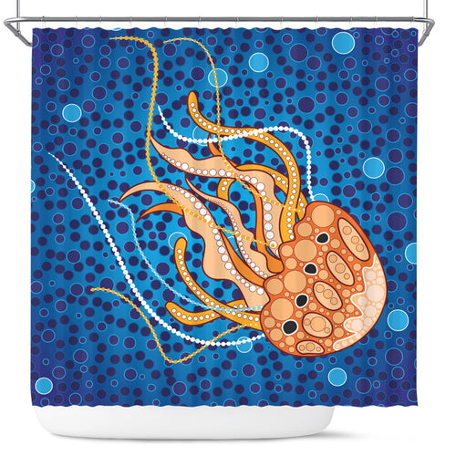 australia-aboriginal-inspired-shower-curtain-aboriginal-art-vector-background-depicting-jellyfish-shower-curtain