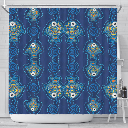 australia-aboriginal-inspired-shower-curtain-dot-art-landscape-vector-background-with-fish-shower-curtain