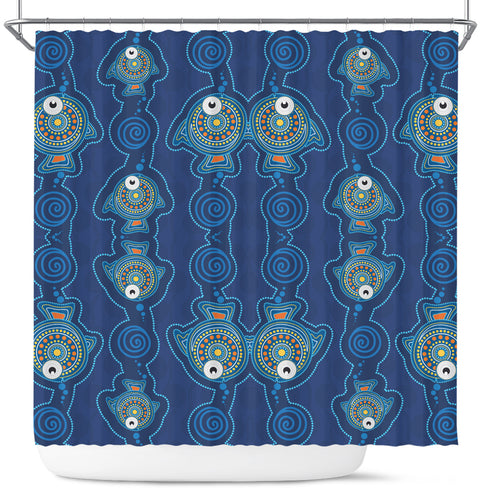 australia-aboriginal-inspired-shower-curtain-dot-art-landscape-vector-background-with-fish-shower-curtain