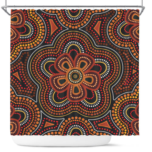 australia-aboriginal-inspired-shower-curtain-aboriginal-dot-art-vector-seamless-flower-pattern-shower-curtain