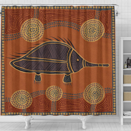 australia-aboriginal-inspired-shower-curtain-echidna-aboriginal-styled-dot-painting-artwork-shower-curtain