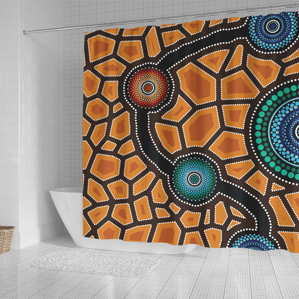 australia-aboriginal-inspired-shower-curtain-aboriginal-style-of-dot-painting-shower-curtain