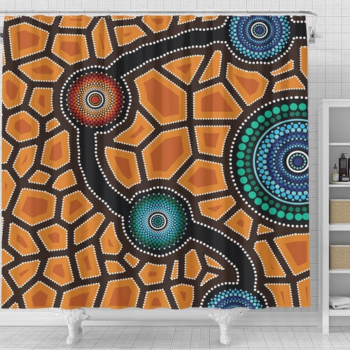 australia-aboriginal-inspired-shower-curtain-aboriginal-style-of-dot-painting-shower-curtain