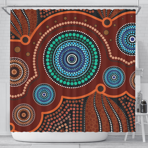 australia-aboriginal-inspired-shower-curtain-aboriginal-art-vector-background-shower-curtain