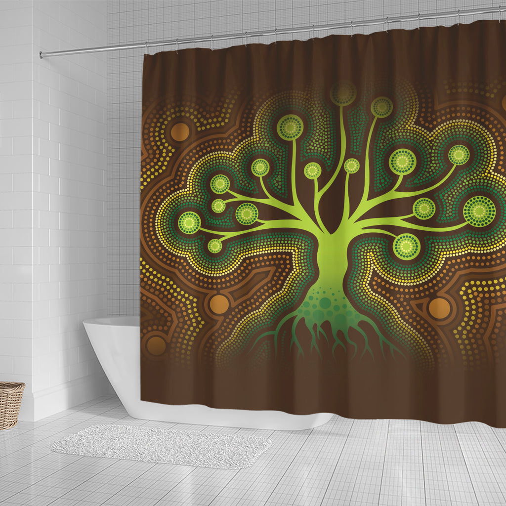 australia-aboriginal-inspired-shower-curtain-aboriginal-dot-art-vector-painting-with-tree-shower-curtain