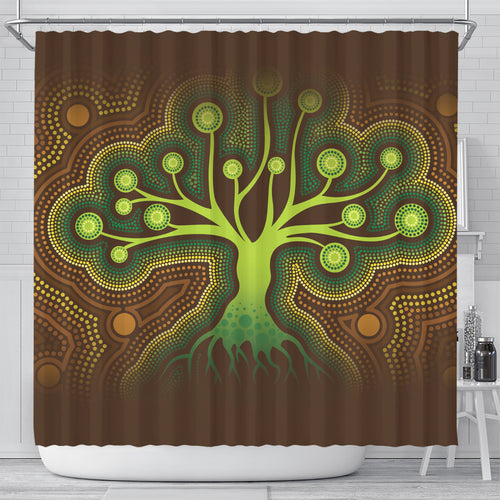 australia-aboriginal-inspired-shower-curtain-aboriginal-dot-art-vector-painting-with-tree-shower-curtain