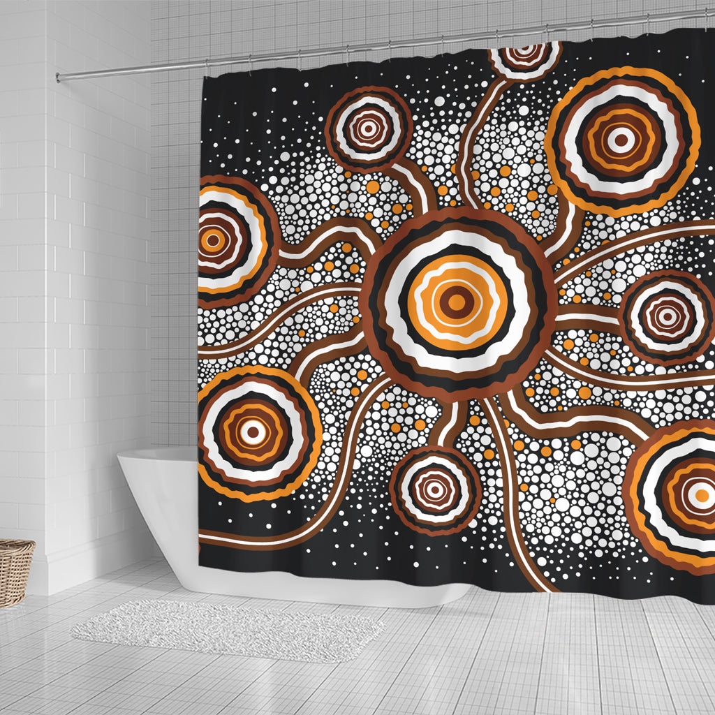 australia-aboriginal-inspired-shower-curtain-aboriginal-dot-art-vector-painting-connection-concept-shower-curtain
