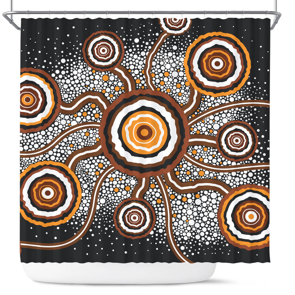 australia-aboriginal-inspired-shower-curtain-aboriginal-dot-art-vector-painting-connection-concept-shower-curtain