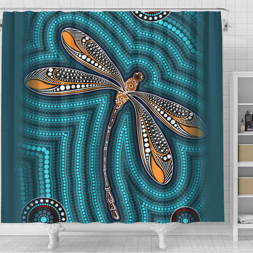 australia-aboriginal-inspired-shower-curtain-dragonfly-aboriginal-art-vector-painting-shower-curtain