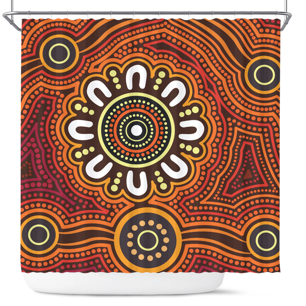 australia-aboriginal-inspired-shower-curtain-aboriginal-style-of-dot-background-connection-shower-curtain