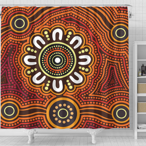 australia-aboriginal-inspired-shower-curtain-aboriginal-style-of-dot-background-connection-shower-curtain