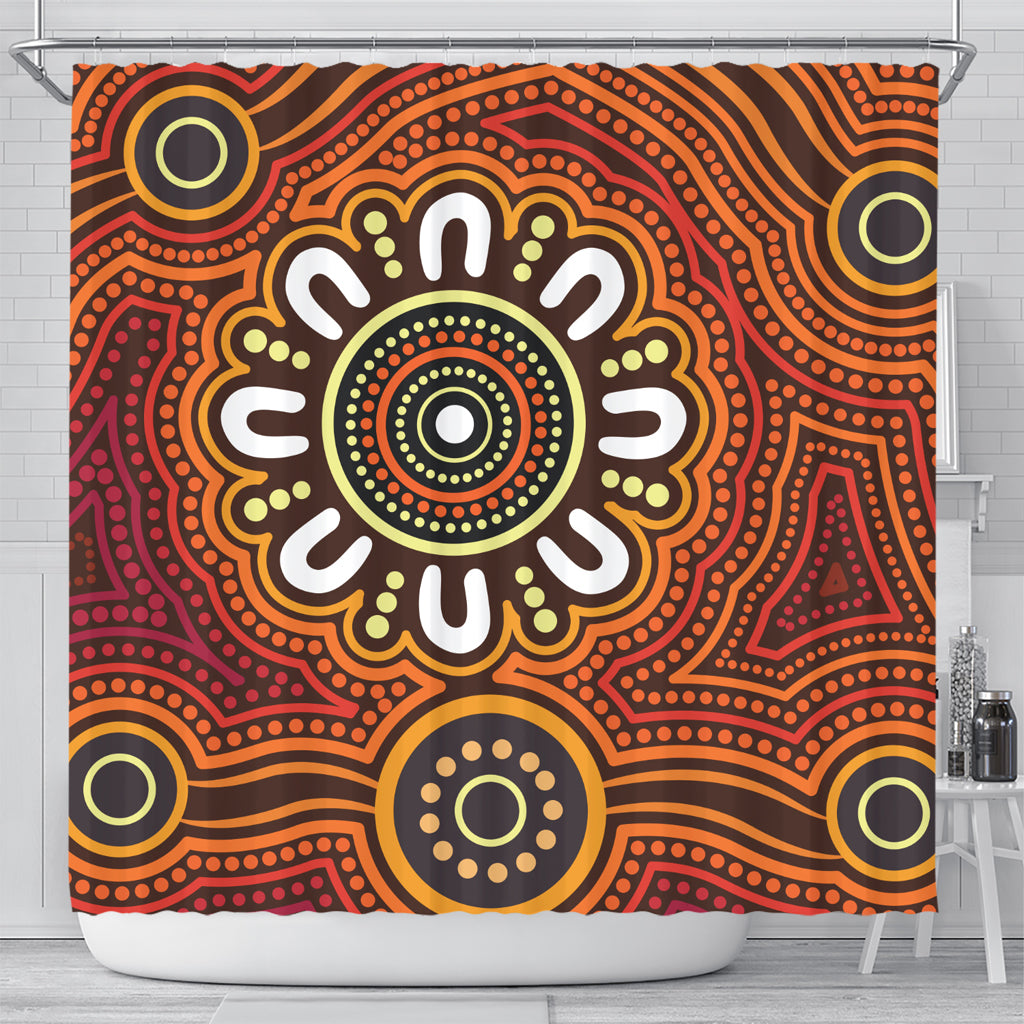 australia-aboriginal-inspired-shower-curtain-aboriginal-style-of-dot-background-connection-shower-curtain