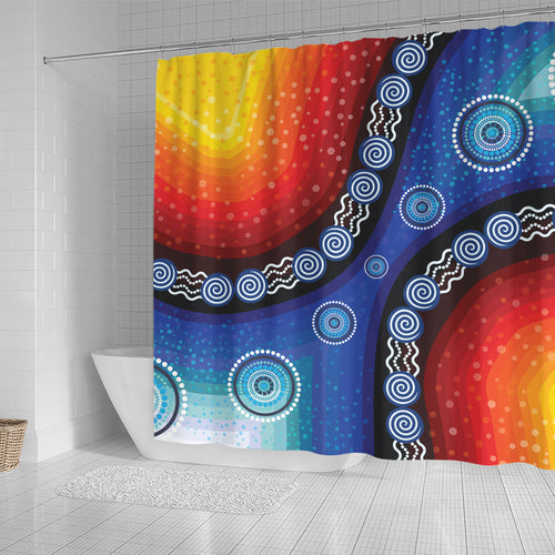 australia-aboriginal-inspired-shower-curtain-aboriginal-style-of-dot-background-rainbow-color-shower-curtain