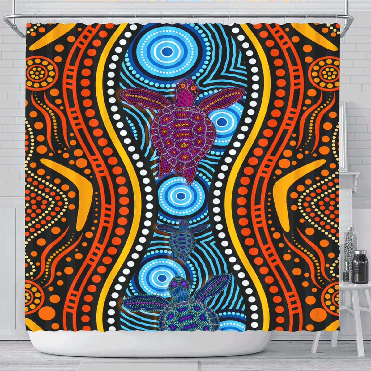 australia-aboriginal-inspired-shower-curtain-turtles-in-river-shower-curtain
