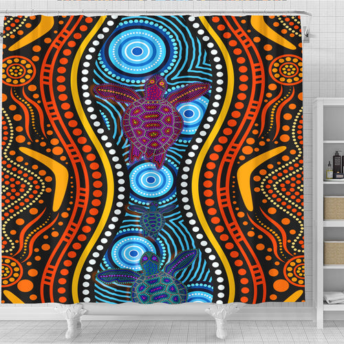 australia-aboriginal-inspired-shower-curtain-turtles-in-river-shower-curtain