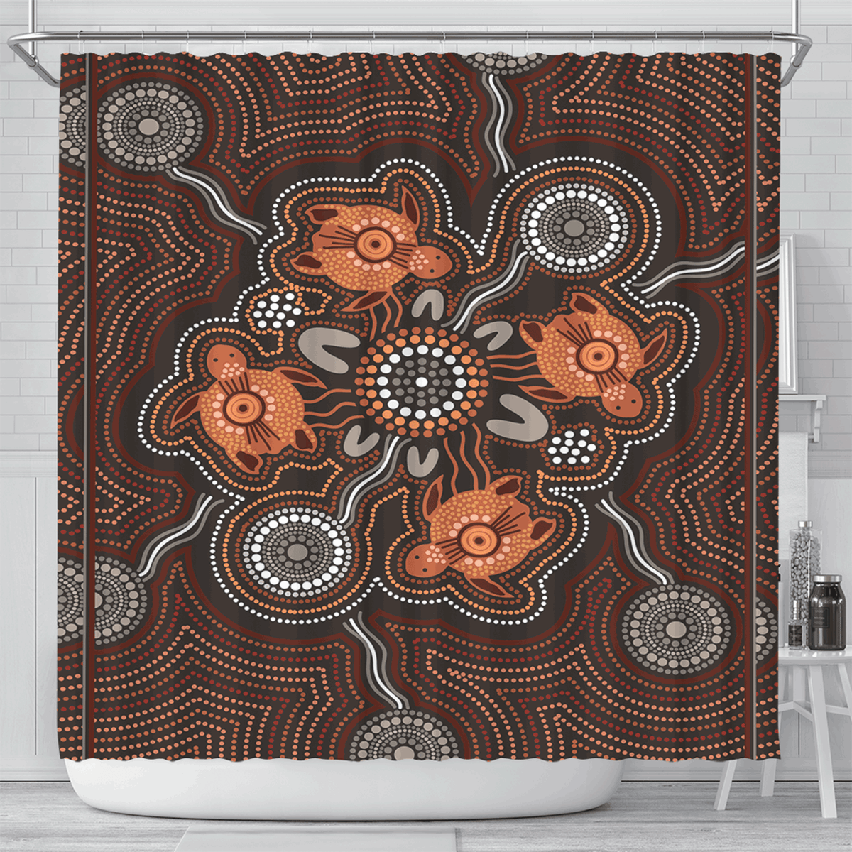 australia-aboriginal-inspired-shower-curtain-turtle-art-shower-curtain