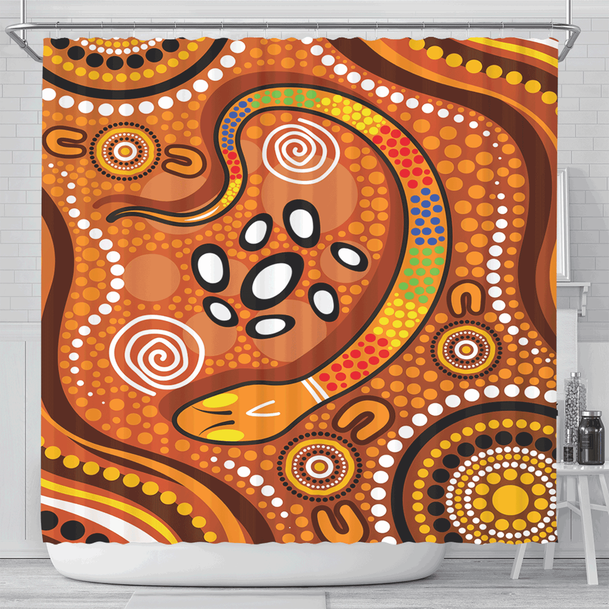 aboriginal-inspired-shower-curtain-the-rainbow-serpent