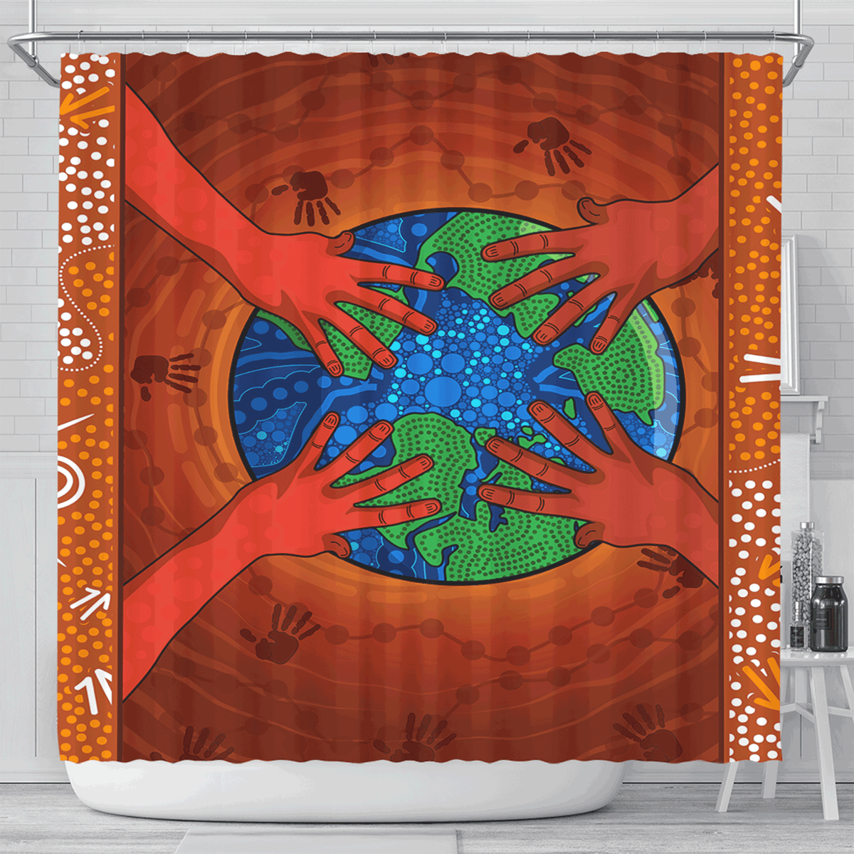 australia-aboriginal-inspired-shower-curtain-save-the-planet-together