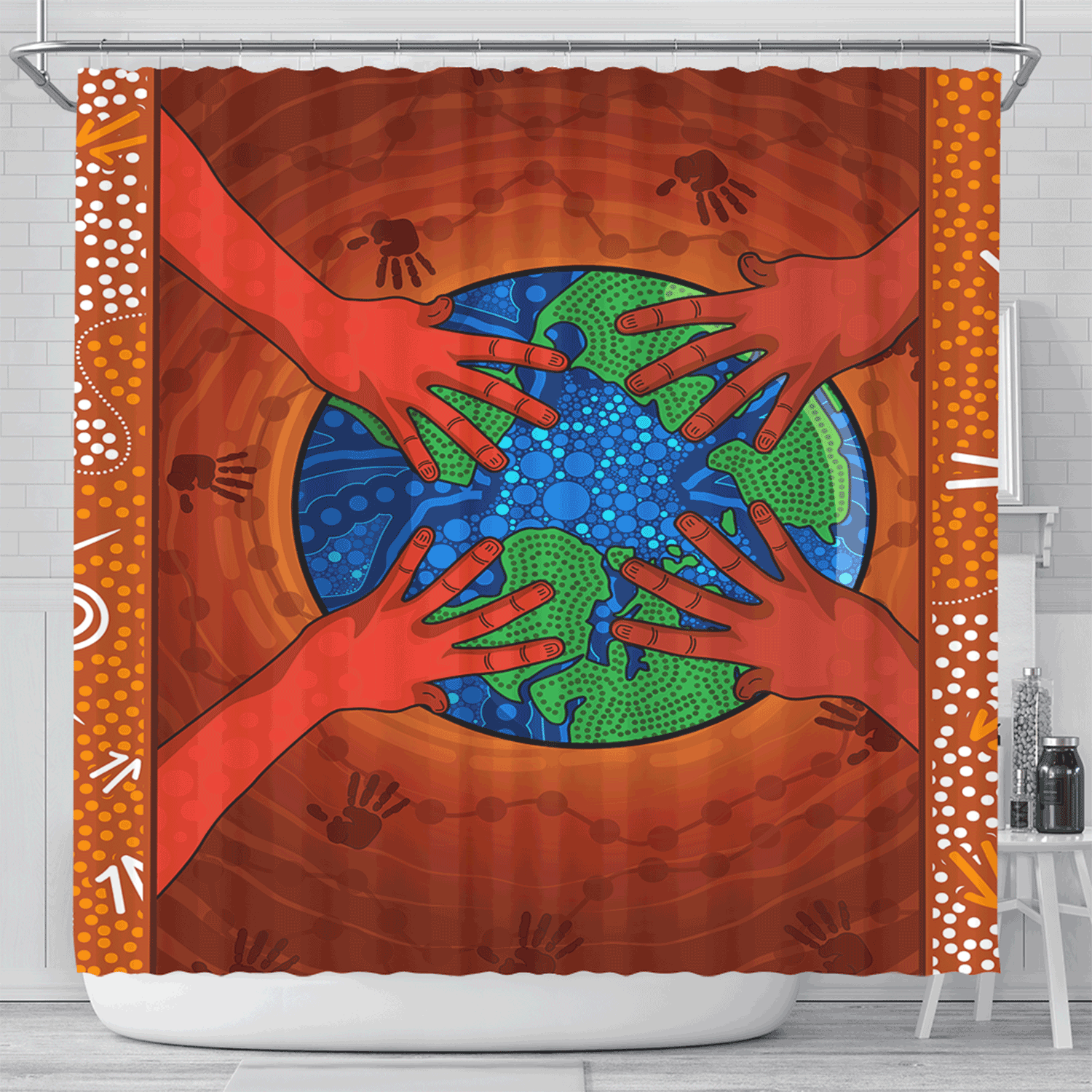 australia-aboriginal-inspired-shower-curtain-save-the-planet-together