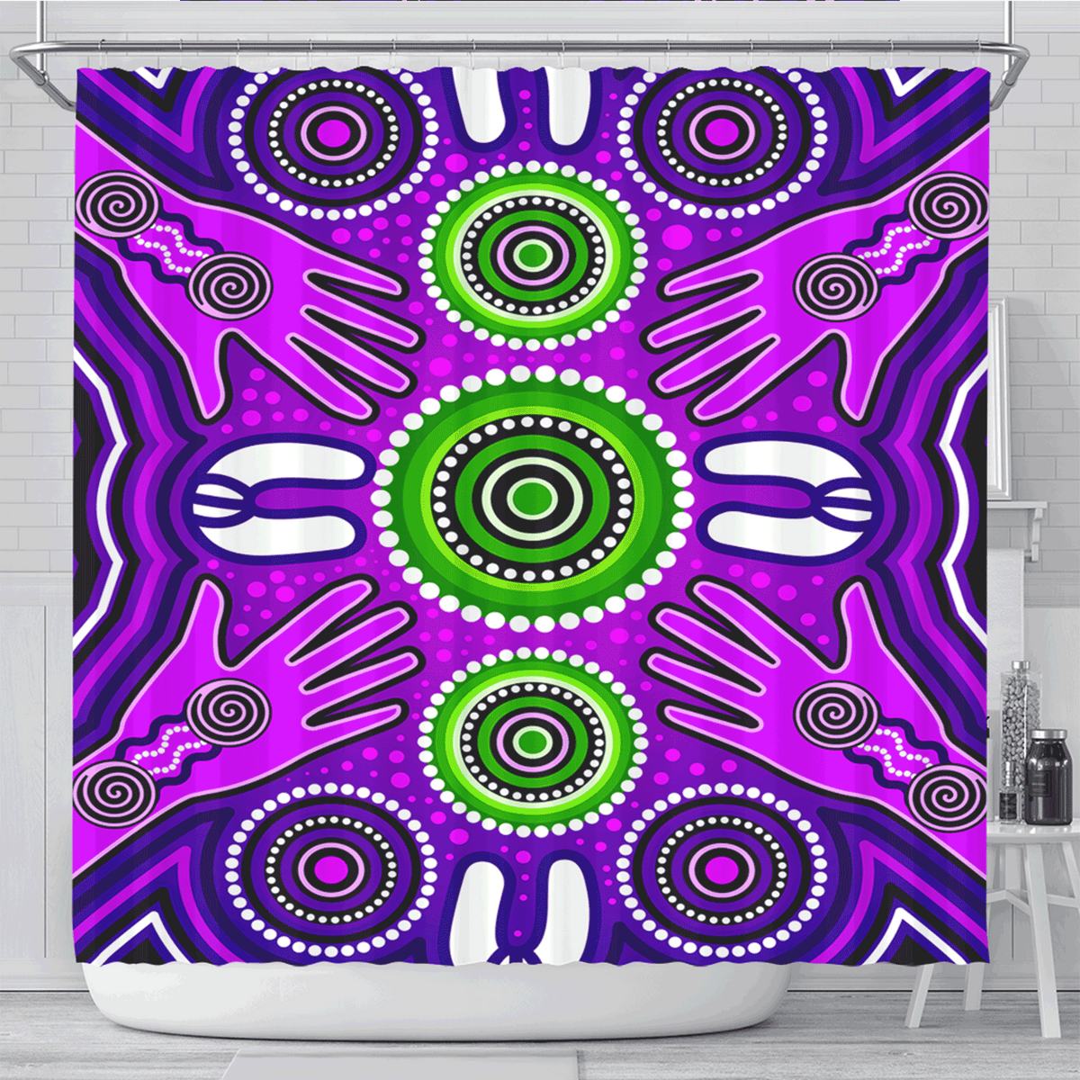 australia-aboriginal-inspired-shower-curtain-meeting-and-unity-concept