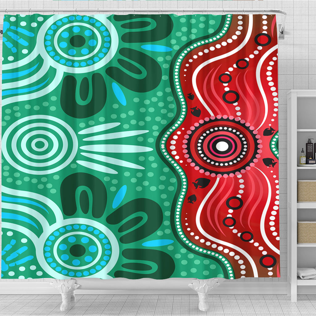 australia-aboriginal-inspired-shower-curtain-indigenous-dot-art-river-concept