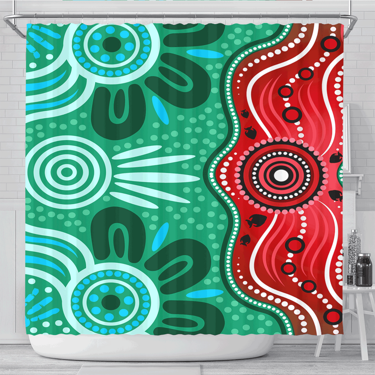 australia-aboriginal-inspired-shower-curtain-indigenous-dot-art-river-concept