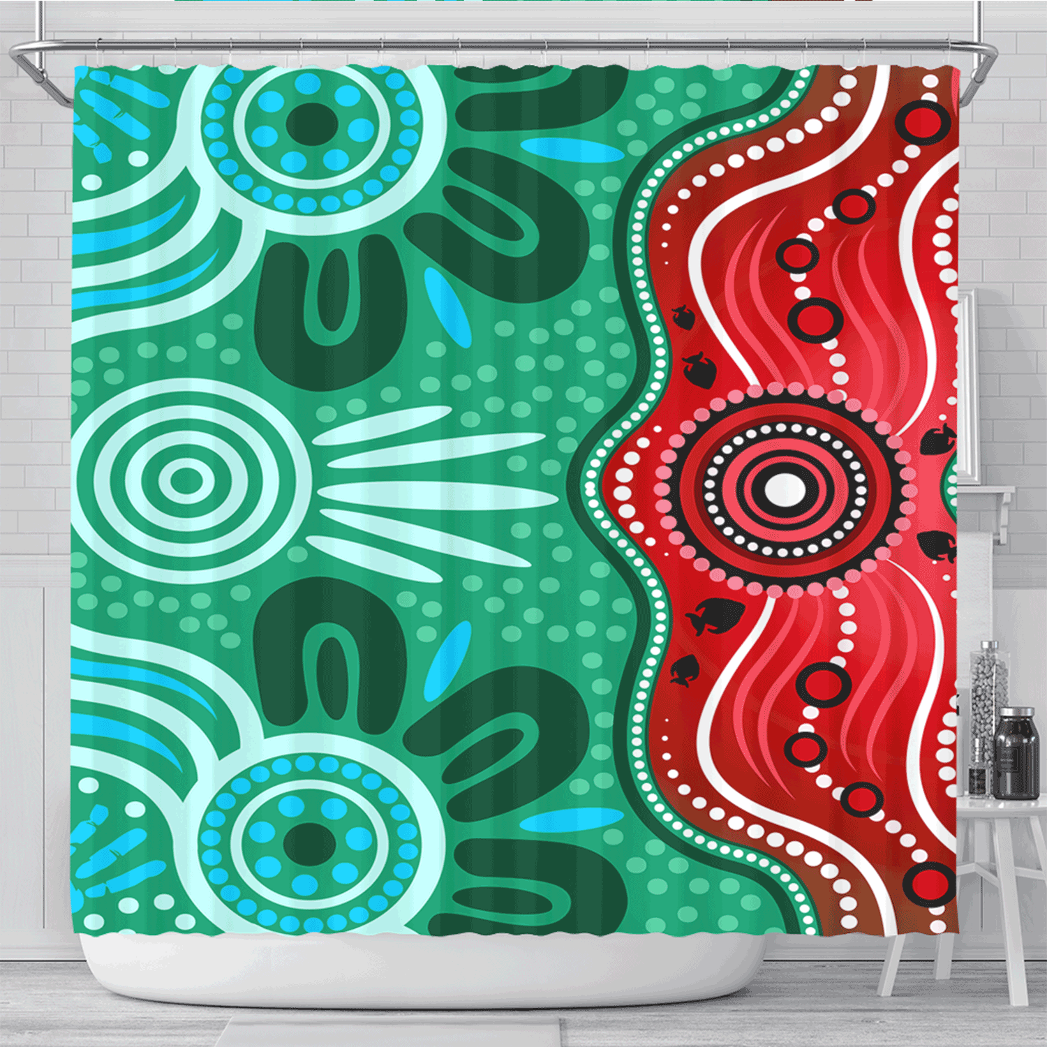 australia-aboriginal-inspired-shower-curtain-indigenous-dot-art-river-concept