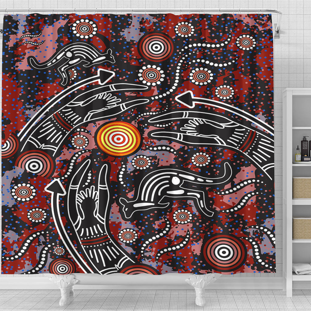australia-aboriginal-inspired-shower-curtain-hunting-aboriginal-art-painting